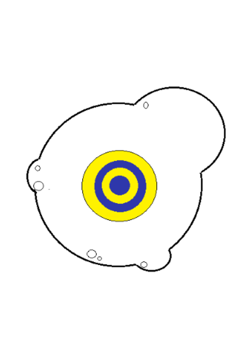 yellowyolkblue mascot — a fried egg with a bullseye blue yolk